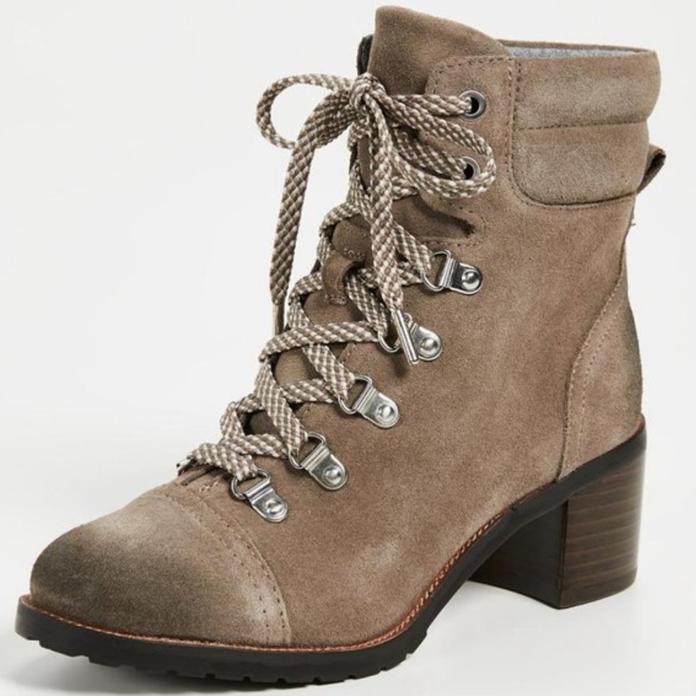 Taupe Suede Lace-Up Block Heel Boot - Women